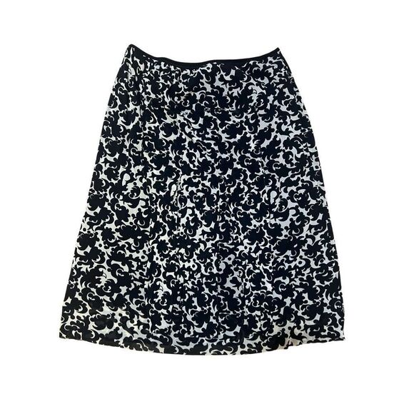 Anthropologie UNIQUE Evelyn Black and Cream Fringed Nylon Elastic Waist Skirt Si - Picture 2 of 7